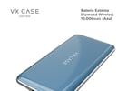 VX Case | Bateria Externa VX Case Wireless Diamond 10.000mAh – Azul. Além da opção de Carregamento Wireless, o acessório possui uma porta USB de 2.4A. Compatível com Smartphones, Tablets, Fones de Ouvido e muito mais. R$ 399,00